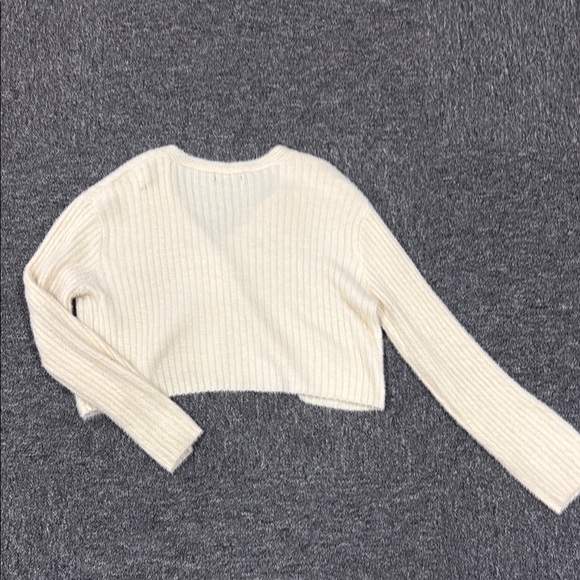 Cream Ribbed Button-Up Cardigan - Picture 2 of 3